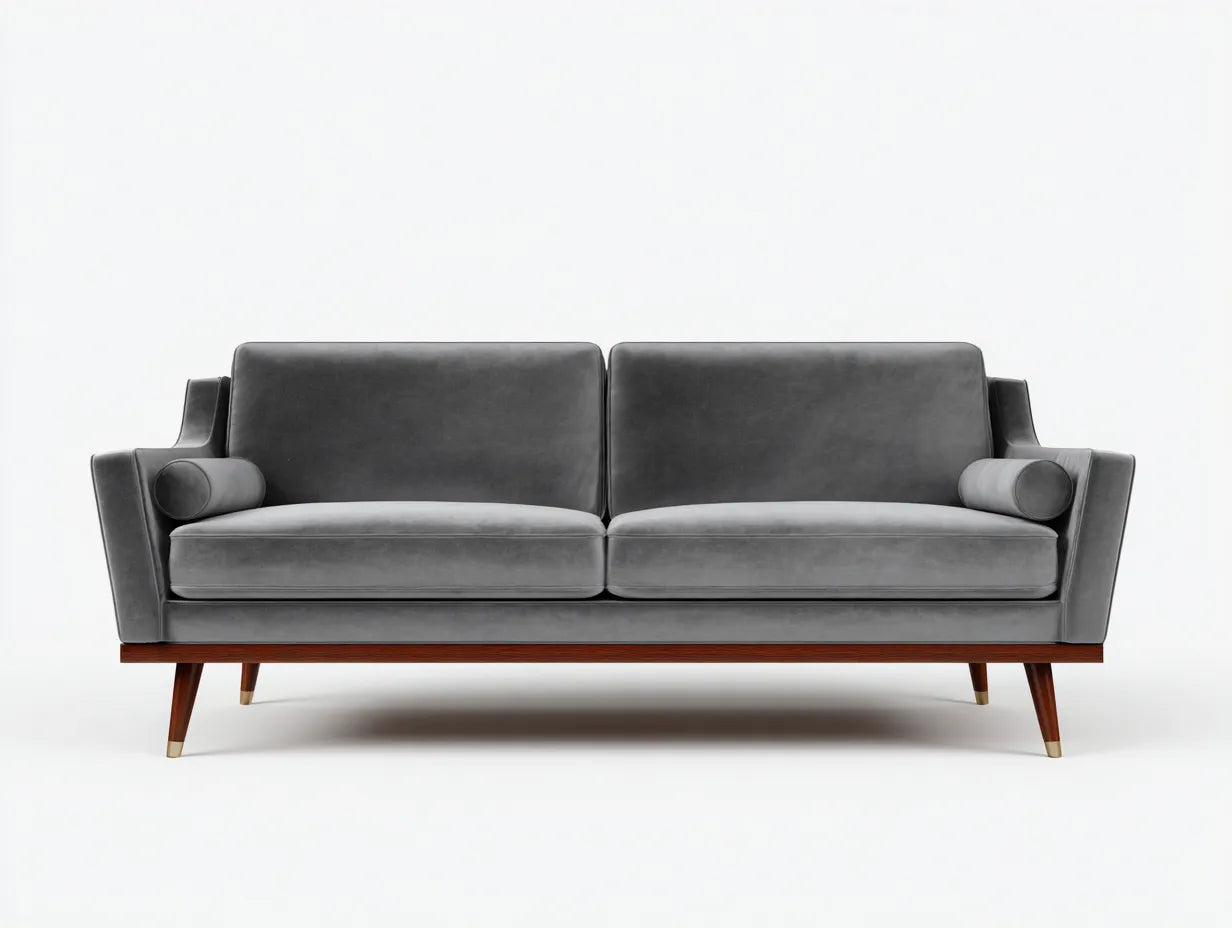 Sofá de 2 plazas 220x95x85 cm – gris claro – estilo moderno para sala de estar