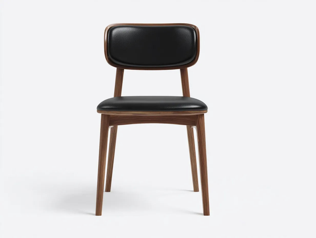 Silla de comedor 52x55x80 cm – negro – cuero y madera natural estilo contemporáneo para sala de estar
