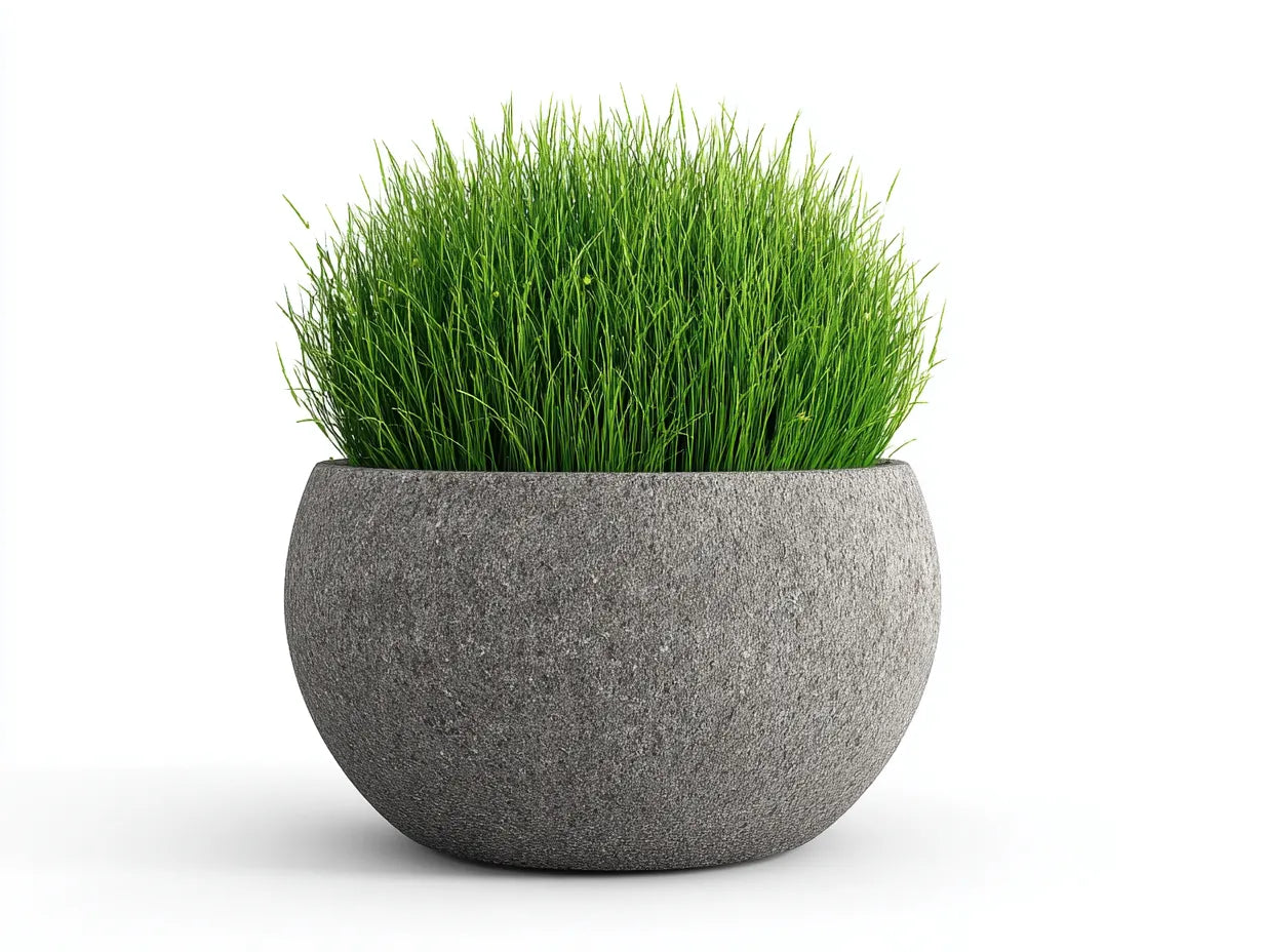 Maceta redonda de cemento 52×52×38 cm - gris - estilo moderno