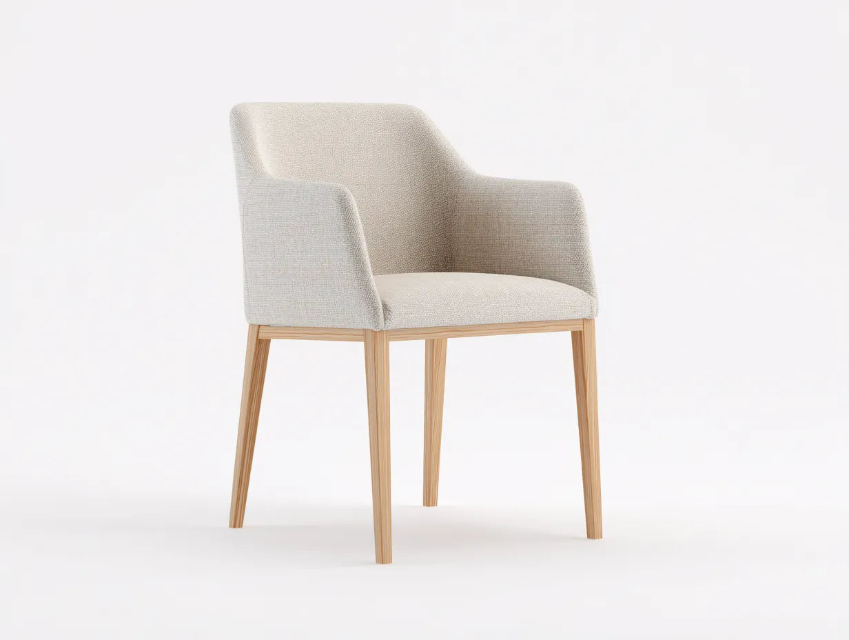 Silla de comedor 56x58x82 cm – beige – tapizada con estructura de madera estilo nórdico para sala de estar