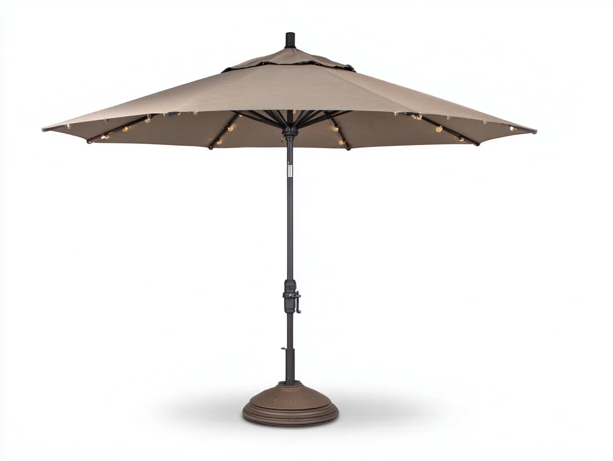 Sombrilla de terraza 300×300×250 cm - gris y marrón - con iluminación