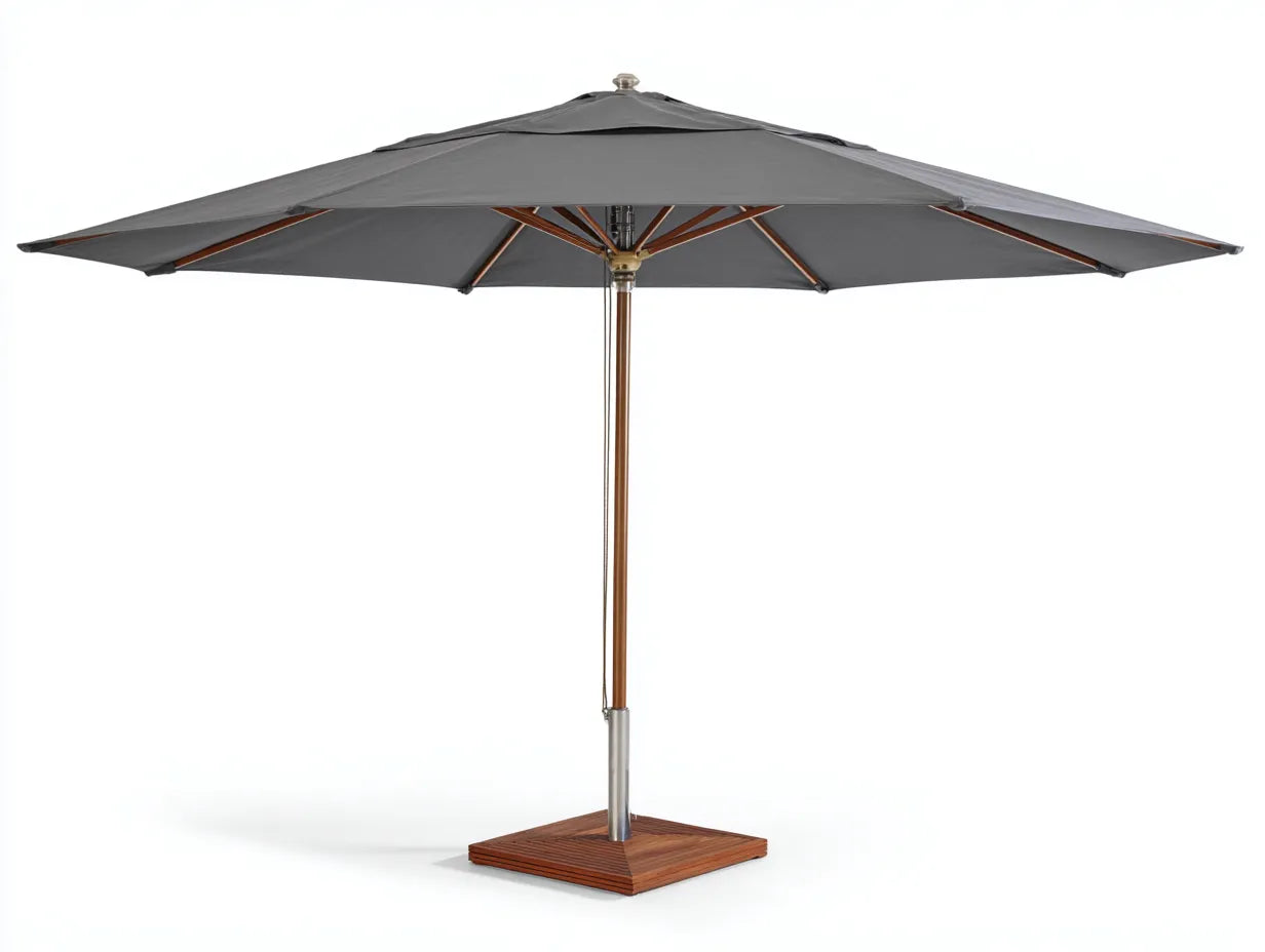 Sombrilla de terraza 350x350x270 cm – gris – estilo elegante para balcón exterior