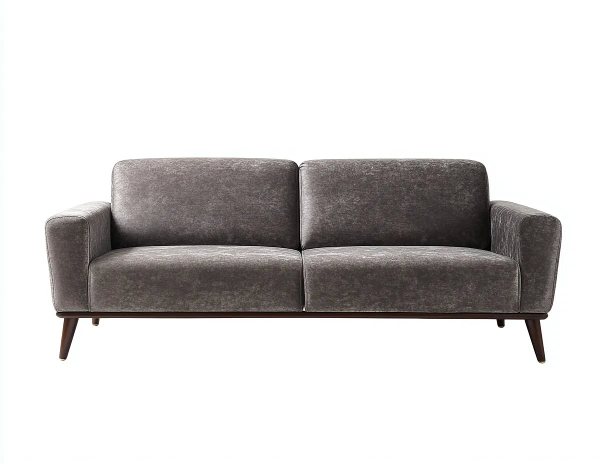 Sofá de 2 plazas tapizado 188×86×82 cm - gris claro y marrón - estilo moderno