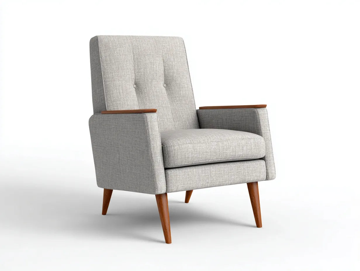 Sillón reclinable de tela 76×82×101 cm - gris claro y marrón - estilo retro