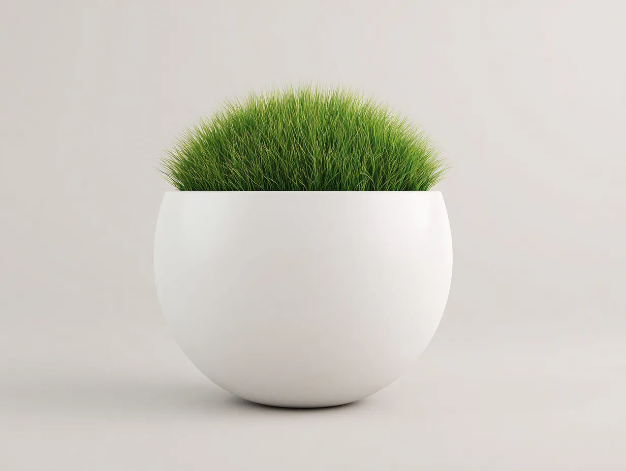 Maceta redonda de resina 48×48×46 cm - blanca - para terraza moderna