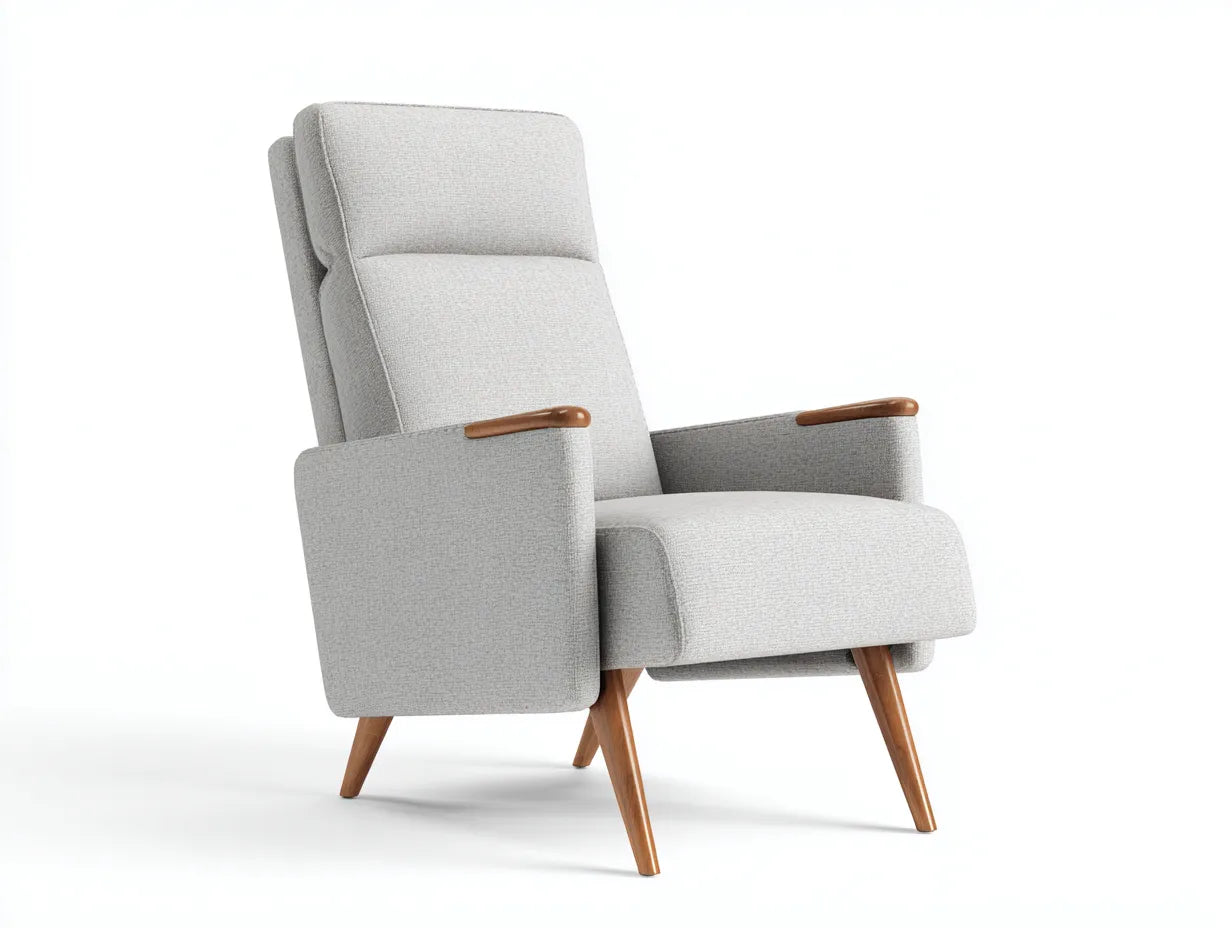 Sillón reclinable tapizado 75×88×108 cm - gris claro y marrón - estilo nórdico