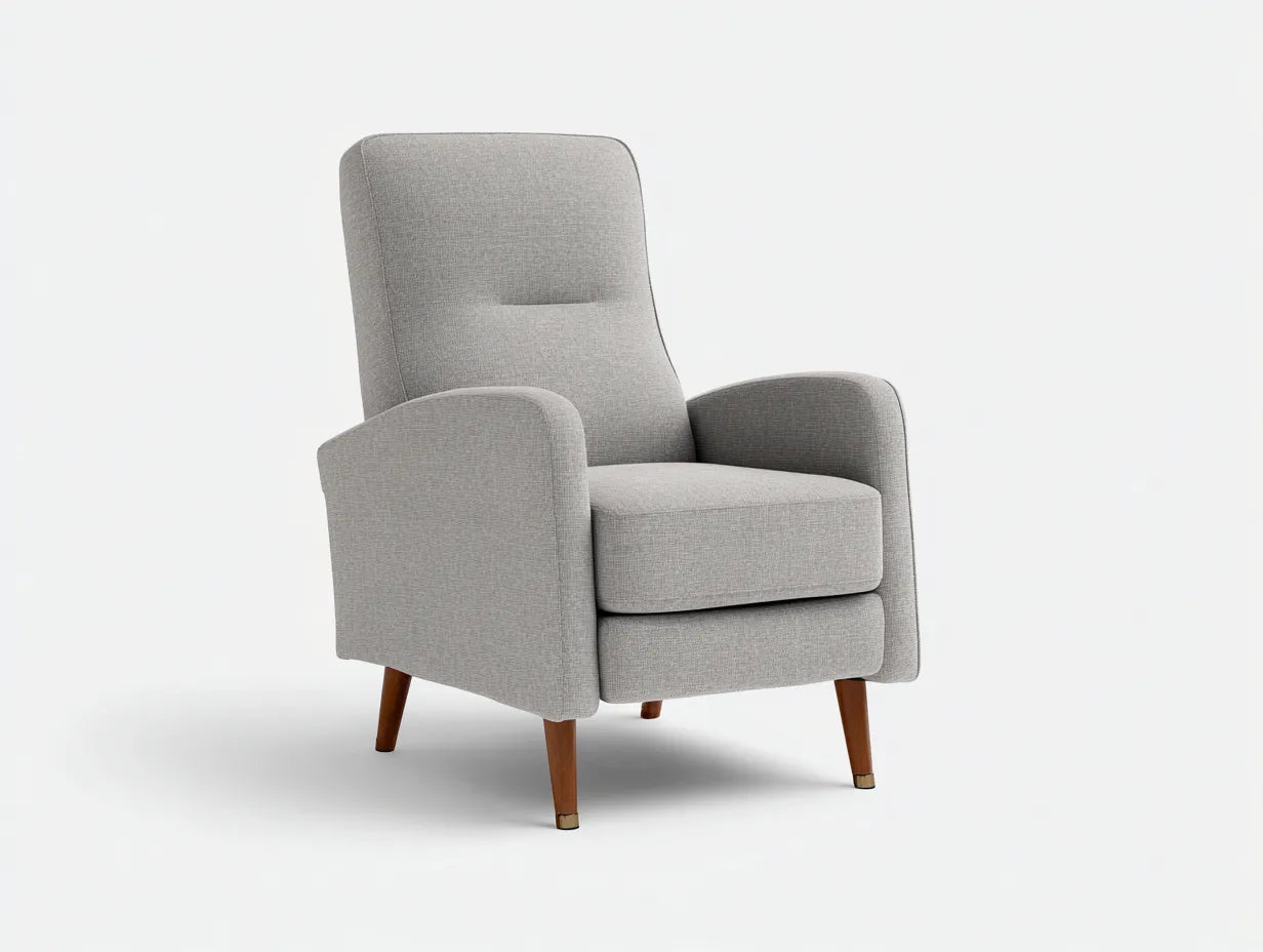 Sillón reclinable tapizado 74×86×106 cm - gris claro y marrón - estilo moderno